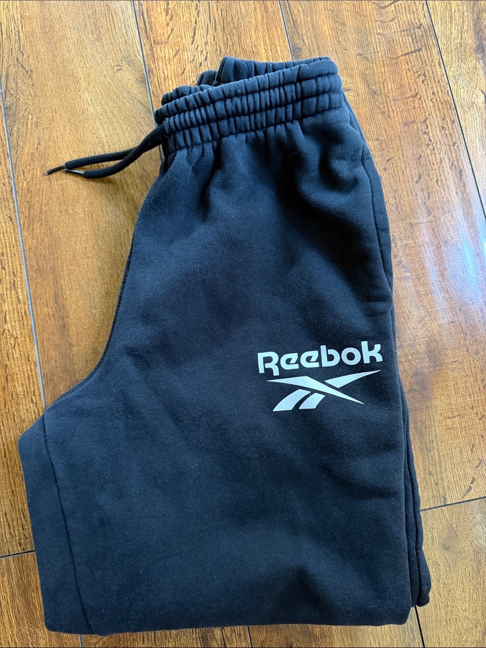 Reebok Black Track Joggers with White Logo